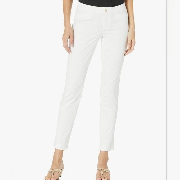Lilly Pulitzer Kelly Textured Ankle Length Skunny Pants  Size 16 Resort White - Picture 1 of 13
